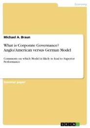 What is Corporate Governance? Anglo/American versus German Model