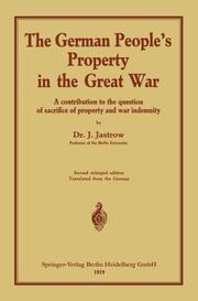 The German peoples Property in the great war - Cover