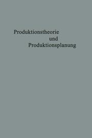 Produktionstheorie und Produktionsplanung - Cover