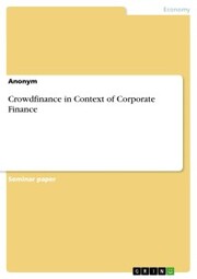 Crowdfinance in Context of Corporate Finance