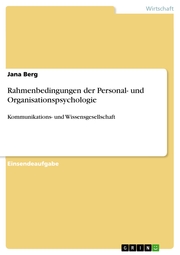 Rahmenbedingungen der Personal- und Organisationspsychologie