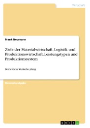 Ziele der Materialwirtschaft, Logistik und Produktionswirtschaft. Leistungstypen und Produktionssystem