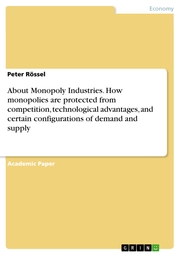 About Monopoly Industries. How monopolies are protected from competition, technological advantages, and certain configurations of demand and supply