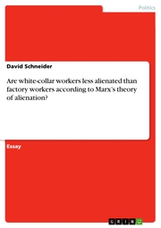 Are white-collar workers less alienated than factory workers according to Marx's theory of alienation?