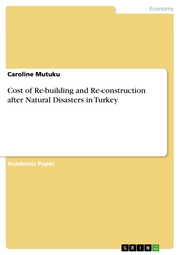 Cost of Re-building and Re-construction after Natural Disasters in Turkey