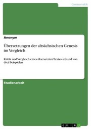 Übersetzungen der altsächsischen Genesis im Vergleich - Cover