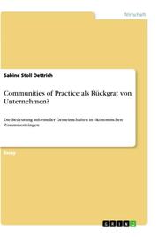 Communities of Practice als Rückgrat von Unternehmen? - Cover