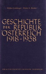 Geschichte der Republik Österreich 1918-1938 - Cover