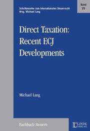 Direct Taxation: Recent ECJ Developments - Cover