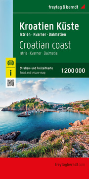 Kroatien Küste, Straßen- und Freizeitkarte 1:200.000