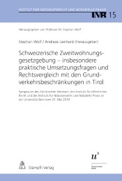 Schweizerische Zweitwohnungsgesetzgebung - insbesondere praktische Umsetzungsfragen und Rechtsvergleich mit den Grundverkehrsbeschränkungen in Tirol