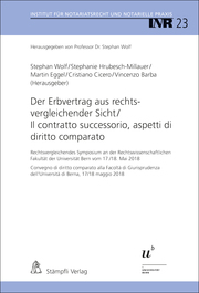 Der Erbvertrag aus rechtsvergleichender Sicht / Il contratto successorio, aspetti di diritto comparato - Cover