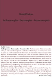 Anthroposophie, Psychosophie, Pneumatosophie