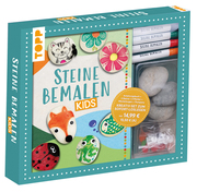 Kreativ-Set: Steine bemalen Kids mit Wackelaugen, Pompons, Anleitungsbuch & Material