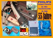 55 Jahre PHILIPS - welterste Compact Cassette EL 1903 + Recorder EL 3300 - Cover