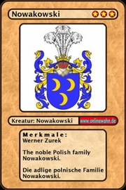 The noble Polish family Nowakowski. Die adlige polnische Familie Nowakowski.