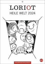 Loriot Heile Welt Kalender 2024. Humorvoller Wandkalender mit 24 Loriot-Cartoons. Kultiger Halbmonatskalender 2024. 21 x 29,7 cm. Hochformat. - Cover