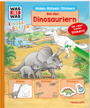 Bei den Dinosauriern - Malen, Rätseln, Stickern - Cover