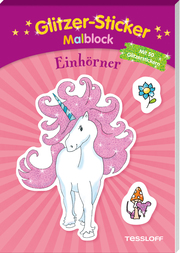 Glitzer-Sticker Malblock Einhörner - Cover