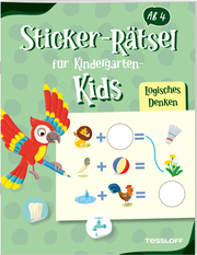 Sticker-Rätsel für Kindergarten-Kids. Logisches Denken