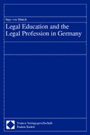 Legal Education and the Legal Profession in Germany - Cover