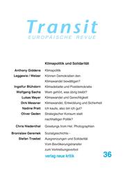 Transit 36. Europäische Revue - Cover
