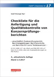 Checkliste für die Anfertigung und Qualitätskontrolle von Konzernprüfungsbericht