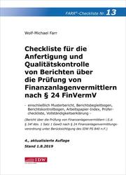 Checkliste für die Anfertigung und Qualitätskontrolle von Berichten über die Prüfung von Finanzanlagenvermittler nach § 24 FinVermV