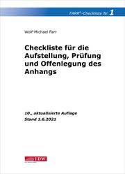 Farr, Checkliste 1 - Checkliste für die Aufstellung, Prüfung und Offenlegung des - Cover