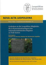 Gedenken an die Leopoldina-Mitglieder, die in Konzentrationslagern des nationalsozialistischen Regimes zu Tode kamen - Cover