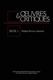 OEUVRES & CRITIQUES XLVII, 1 - Cover
