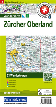Zürich Oberland Nr. 01 Touren-Wanderkarte 1:50 000 - Abbildung 1