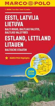 MARCO POLO Länderkarte Estland, Lettland, Litauen, Baltische Staaten 1:800.000