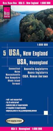 Landkarte USA 05, Neuengland: Connecticut, Maine, Massachusetts, New Hampshire, Rhode Island, Vermont