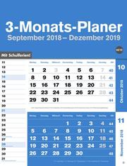 3-Monats-Planer, blau - Kalender 2019