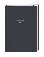 Termine - Tages-Kalenderbuch A6, schwarz 2023