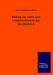 Beitrag zur Lehre vom Landschaftsrecht der Standesherrn - Cover