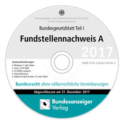 BGBL Fundstellennachweis A 2017 CD-ROM