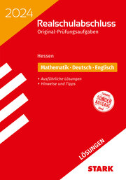 STARK Lösungen zu Original-Prüfungen Realschulabschluss 2024 - Mathematik, Deutsch, Englisch - Hessen - Cover