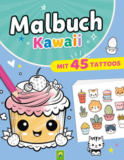 Malbuch Kawaii mit 45 Tattoos