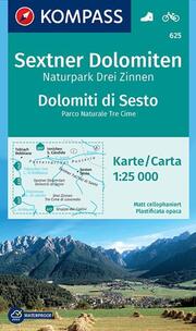 KOMPASS Wanderkarte 625 Sextner Dolomiten, Naturpark Drei Zinnen, Dolomiti di Sesto, Parco Naturale Tre Cime 1:25.000 - Cover