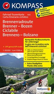 Fahrrad-Tourenkarte Brennerradroute Brenner - Bozen - ciclabile Brennero - Bolzano