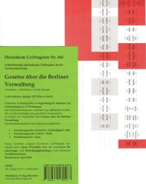 Dürckheim-Griffregister Nr. 463, Gesetze über die Berliner Verwaltung