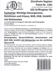 Dürckheim Griffregister Nr. 1361 - 633 Griffregister für Fachwirte