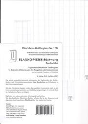 Dürckheim-Griffregister Nr. 1736 - BLANKO-WEISS-Stichworte