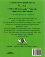 DürckheimRegister®-FOLIEN Nr. 2405 - für STEUERGESETZE u.a; zum Einheften und Unterteilen der Gesetzessammlungen - Cover