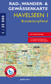 Rad-, Wander- und Gewässerkarte Havelseen 1: Brandenburg/Havel (wasser- und reißfest)