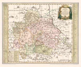 Historische Karte: Grafschaft Mansfeld nebst denen Ämtern Sangerhausen, Querfurt, Sittichenbach und Allstedt 1760