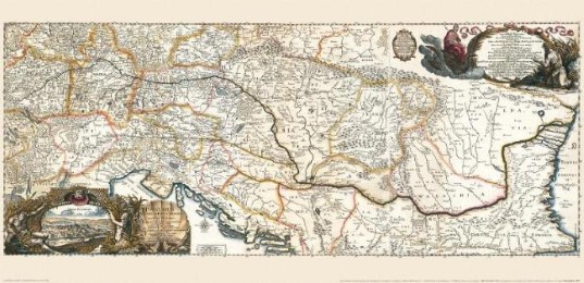 Historische Karte: Donaukarte 1683. Donaulauf mit Südosteuropa. (Plano)