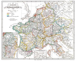 Historische Karte: EUROPA - Die REICHE der KAROLINGER um 850 (Plano)